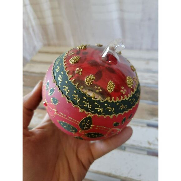Hand painted flower ball glass ornaments - Picture 4 of 8